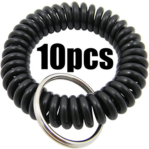 Shells 10PCS Black Soft Highly Spring Spiral Coil Wrist Band Key Ring Chain