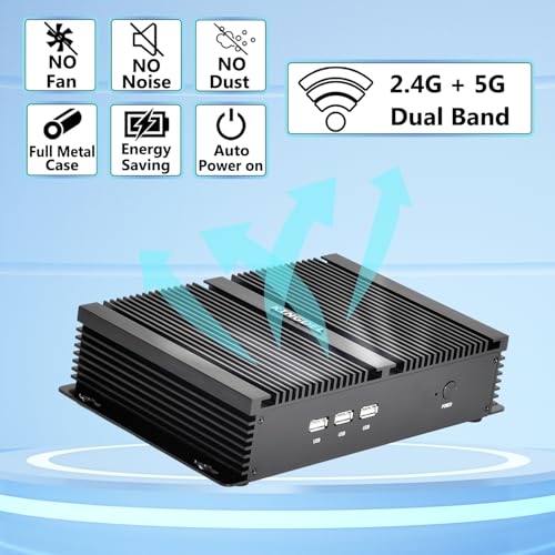 Image of KINGDEL Fanless Industrial Computer, Mini PC, i7 8th Gen. CPU, 32GB RAM 256GB NVMe SSD, 4xUSB 3.0, HD Port, VGA, 2xCOM RS232, Metal Case