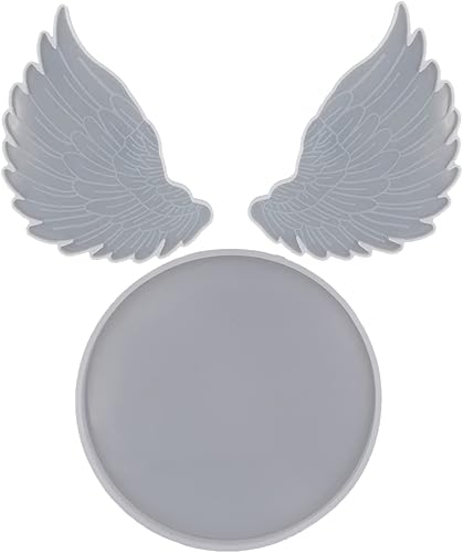 Miniatura 2 de Paquete de moldes cuadrados grandes de 7.5 pulgadas y ala de ángel de 4 x 2.5 pulgadas, marco de fotos conmemorativo, molde de silicona de fundición