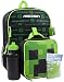 Minecraft Creeper 5 Piece Backpack Set Lunch Box Water Bottle Ice Pack Squishy