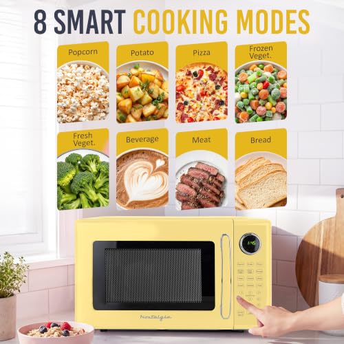 Image of Nostalgia Modern Retro Compact Countertop Microwave Oven - 1.1 Cu. Ft. - 1000-Watts with LED Digital Display - Child Lock - Easy Clean Interior - Yellow