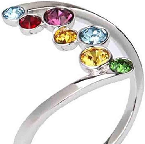 Miniatura 5 de Romántico Día de San Valentín para mujer, brillante, multicolor, con incrustaciones de diamantes de imitación, anillo de dedo para fiesta, regalo