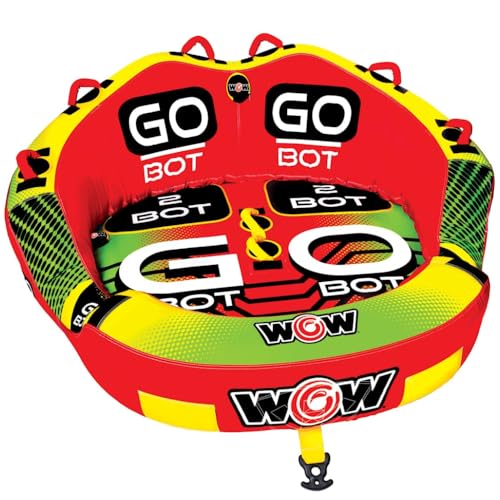 WOW Sports Go Bot Towable Tube - 1-2 Riders - 340 lb Capacity - Front & Back Tow Points - For Boating - Kids & Adults