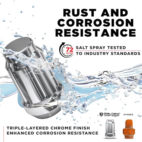 Image of White Knight 3804-4 Chrome 1 /2 inch-20 Spline Lug Nut with Key, 4 Pack (for AFTERMARKET Wheels with Smaller 0.80 inch Diameter Seating)