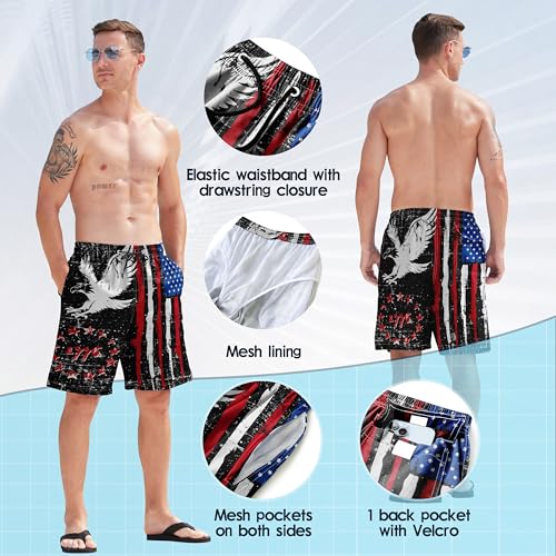 FT FENTENG Mens Swim Trunks Quick Dry Board Shorts with Mesh Lining, Breathable Surf Beach Shorts Swimwear Bathing Suits3
