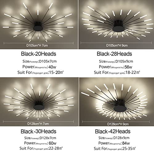 Plafonnier LED moderne 28 têtes solution d'éclairage grand salon