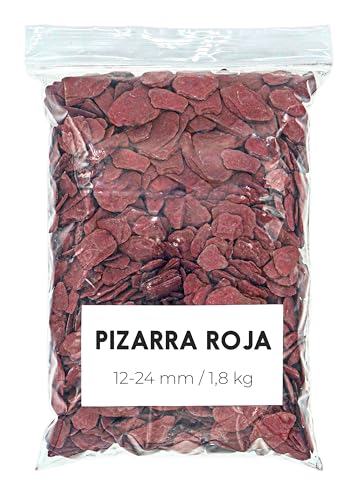 Landare Piedras Pizarra Rojo 1,8kg - Pizarras Decorativas - Piedras Decorativas para Jarrones - Piedras para Macetas - Piedras Decorativas (12-24 mm) (Roja)