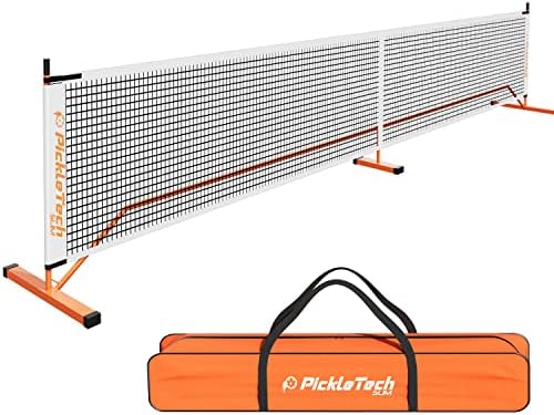 PICKLETECH – Rete da Pickleball portatile Slim 4.0 – 6,7 m – Rete da torneo – Resistente – Con borsa da trasporto – Equipaggiamento professionale – Set da gioco