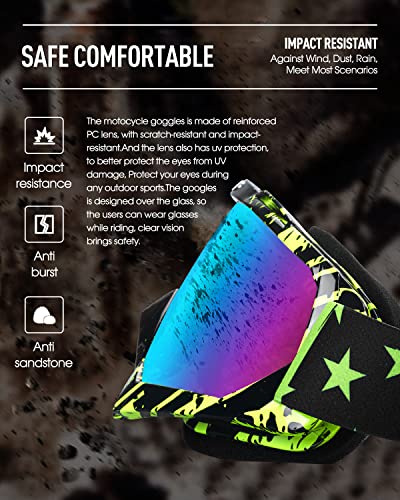 Motorcycle Goggles For Men Dirt Bike Goggles Women Motocross Goggles Atv Goggles Riding Goggles Powersports Goggles Offroad Goggle Mx Goggles Skiing Goggles Uv400 Anti-Scratch Dustproof Goggles Color #TOP5