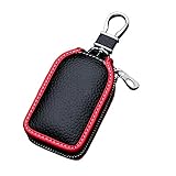 Car Key Case - Superior Genuine Leather Auto Key FOB Holder Smart Keychain Protector Cover with Meta