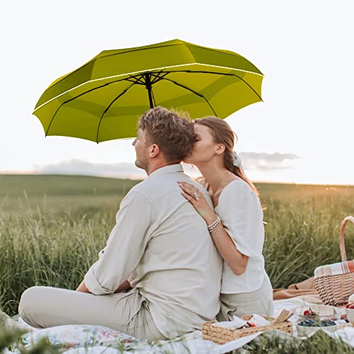 Mrtlloa 49 Inch Automatic Open & Close Large Windproof Travel Umbrella, Compact Double Canopy Vented Waterproof Folding Golf Umbrellas For Rain, Portable For Car, Backpack, Luggage, For Women And Men(49 Inch, Grass Green) #TOP5