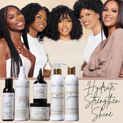 BASK & LATHER Replenish Conditioner – Deep Hydrating, Natural Formula for Elasticity & Detangling, Silicone-Free, Paraben-Free, Color-Safe, 8 oz - Image 6