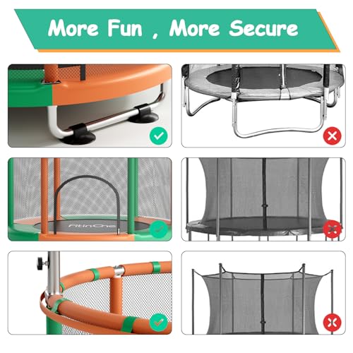 FitinOne 55" Toddler Mini Trampoline for Kids, Indoor Outdoor Toys with Swing, 440lbs Baby Kids Trampoline, Gymnastics Bar, Birthday Gifts for Boy Girl Age 1-8(Green) by FitinOne - Image 7