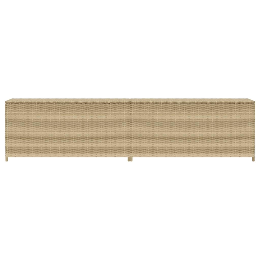 Cassapanca da giardino beige 469L polyrattan, impermeabile, resistente ai raggi UV, con molla a gas, per cuscini, cuscini e giocattoli, 200 x 50 x 58 cm