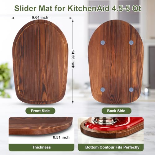Mixer Slider Mat for KitchenAid 4.5-5 Qt Tilt Head Stand Mixer, Pine Wood - image 3