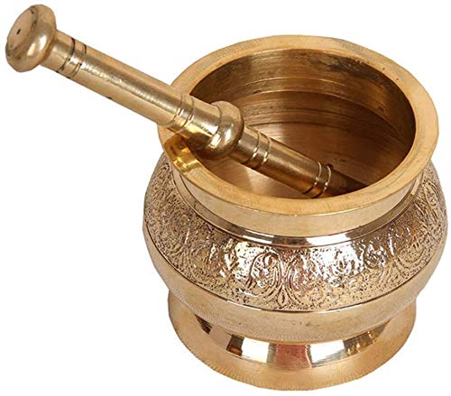 VIGOIR Mortaio e pestello in rame puro macinaspezie trita-pillole, design ergonomico con base antiscivolo e impugnatura comoda, ciotola per erbe, pesto in polvere (taglia : S)
