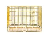 HOMEY PET 30' Gold Folding Dog Crate, Dog Cage for Medium-Small Breed Dog Kennels with Pull Out Tray (No Floor Grid)