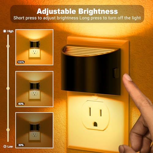Image of JandCase Night Light, Modern Night Lights Plug into Wall,2 Pack Dusk to Dawn Sensor Nightlight, Amber Brightness Adjustable Nightlight for Kids Bathroom Hallway Kitchen Bedroom Decor