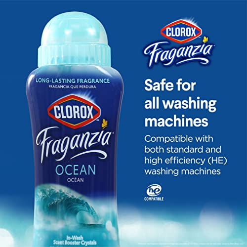 Image of Clorox Fraganzia Laundry Scent Booster Crystals in Ocean Scent - Scented In-Wash Freshener Beads for Fresh, Clean, Great Smelling Clothes and Linens, 18 Oz - 4 Pack