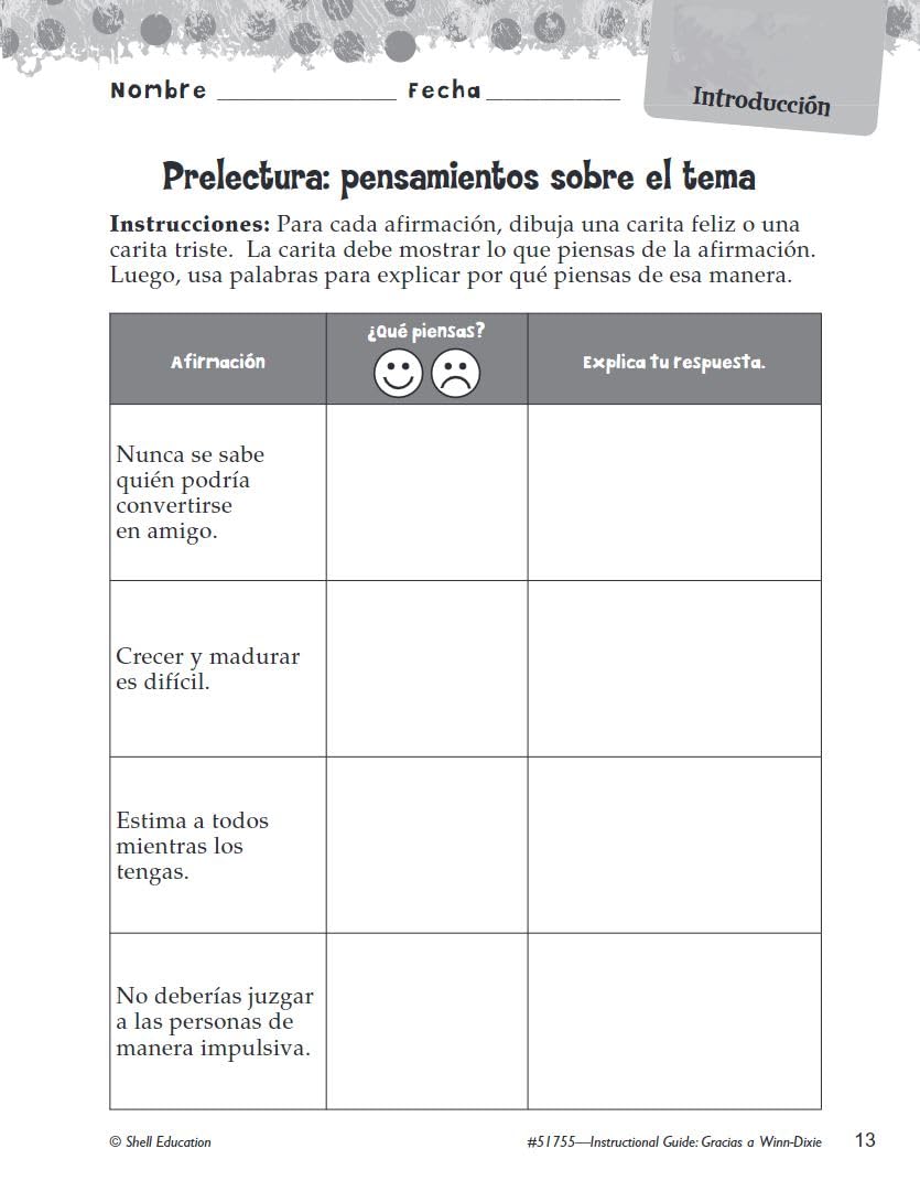 Gracias a Winn-Dixie (Because of Winn-Dixie): An Instructional Guide for Literature - Spanish Novel Study Guide with Close Reading and Writing ... Resource) (Spanish and English Edition) - Image 5