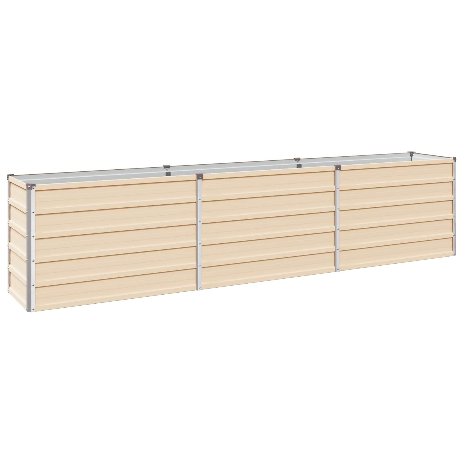 vidaXL Raised Garden Bed Ivory 240 x 40 x 55 cm cold-rolled steel