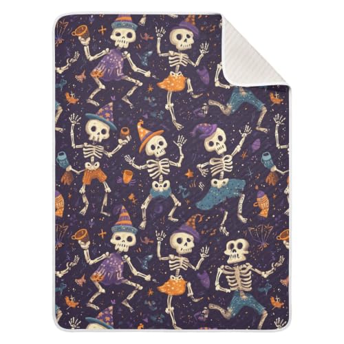 Image of Halloween Cute Skeleton Baby Blankets