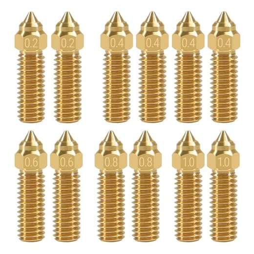 UMLIFE 12PCS Brass 3D Printer K1 Nozzle Kit 0.2mm,0.4mm, 0.6mm, 0.8mm, 1.0mm for CR-M4 3D Printer K1, K1 MAX