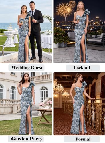 Image of VFSHOW Womens Ruffle One Shoulder Formal Prom Gala Maxi Dress Evening Gown