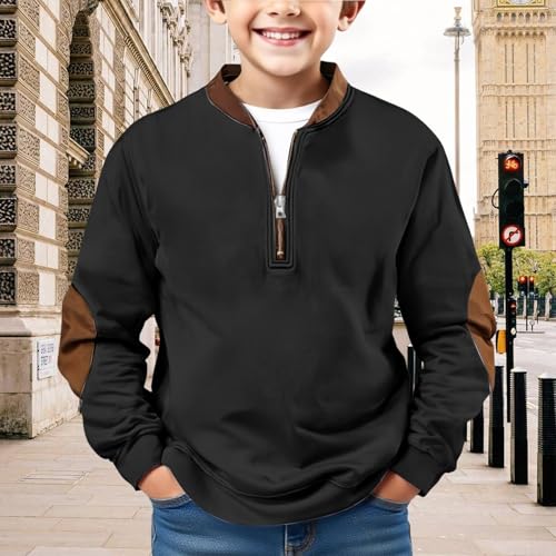 Boys Trendy Sweatshirts Half Zip up Pullover Sweatshirts with Pockets Kids Long Sleeve Cotton Fall Tops Clothes3