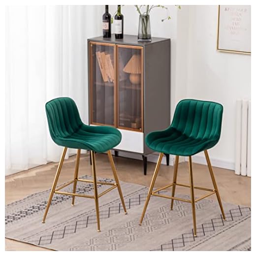 Sidanli Green Velvet Bar Stools-Set of 2, 24 Inch Bar Stools for Kitchen Counter.