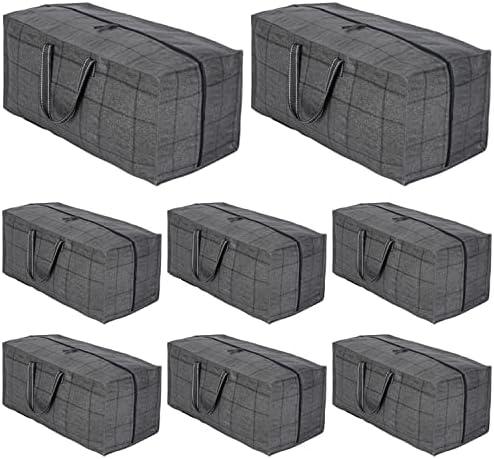 VENO 8 Pack Heavy-Duty Extra Large Moving Bags W/Backpack Straps, Moving House Essentials, Strong Handles & Zips, Clothes Storage, Packing, Laundry Bags, Reusable and Sustainable (Clear, 8 Pack)
