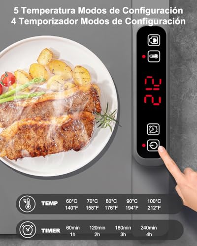 Miniatura 2 de Autopkio Bandeja Calefactora Eléctrico, Calentar Alimentos Calienta Platos 300w 5 Temperatura 4 Temporizadores Auto-Apago, Cerradura Niños Para Buffets, Fiesta, Descongelado, Hogar