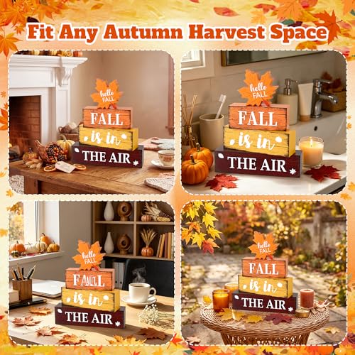 Image of 4 Pcs Fall Wooden Decor, Fall Table Decorations Gifts for Home