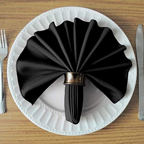 Wealuxe [24 Pack, Black] 100% Polyester Soft Durable Washable Cloth Table Napkins 17 X 17 Inch Great For Restaurants, Dinners And Parties #TOP1