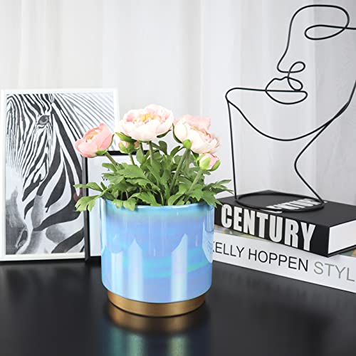 Gepege Ceramic Pots For Plants, Rainbow Pearl Glaze Planter With Drainage Hole, 6.0 Inch+5.0 Inch+4.0 Inch. Indoor-Outdoor Large Round Succulent Orchid Flower Pot #TOP7