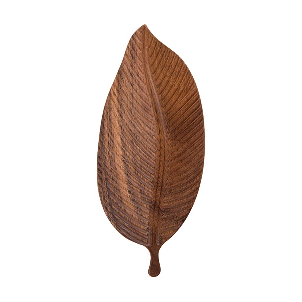 Leaf Platter,SOFEA Wooden Leaf Tray Fruit Dessert Serving Tray Platter Coffee Table Home Decoration