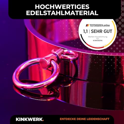 KINKWERK Edelstahl Halsband Halsfessel | Stilvolles BDSM-Sexspielzeug mit O-Ring für Männer, Frauen und Paare (⌀ 120mm)