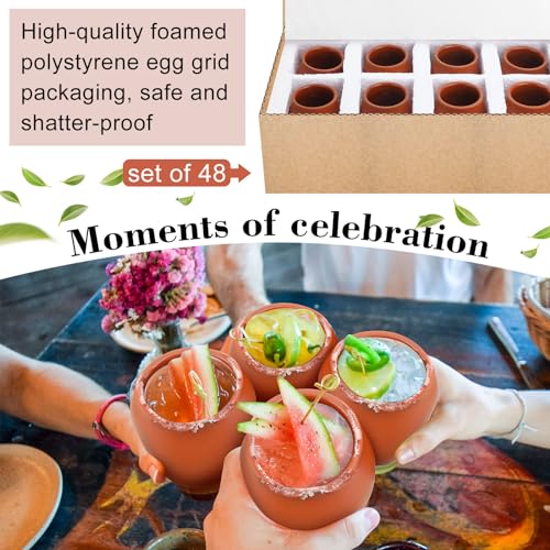 Gejoy-48-Pcs-3oz-Cantaritos-De-Barro-Mexicanos-Cantaritos-Shooters-Pottery-Taco-Tuesday-Mexican-Clay-Cup-Fiesta-De-Barro-Mexicanos-Cocktail-Cups-Cocktail-Glasses-for-Tequila-Margaritas-Mojitos