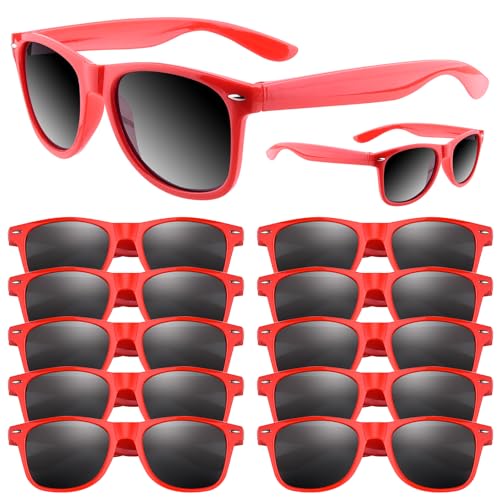 ASTARON Retro Vintage Sonnenbrillen Bulk, 12 Pack polarisiert Günstige Neon Sonnenbrillen Bulk für Frauen und Männer (Rot)