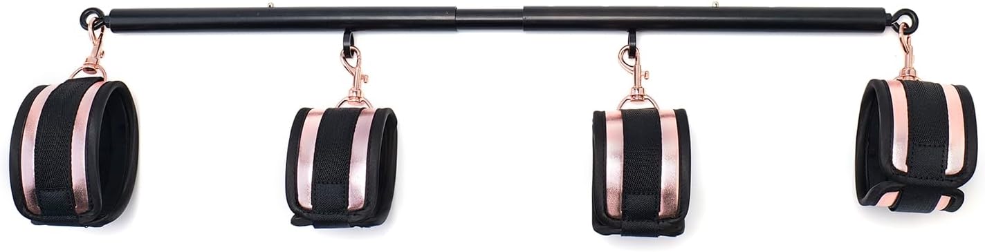 Spreader Bar Heavy Duty Stainless Steel Expandable Silver Bar Home Gym with 4pcs PU Purple Adjustable Strap,Sports Aid Training Fitness Gear Pilates Aid Kit,Yoga Set