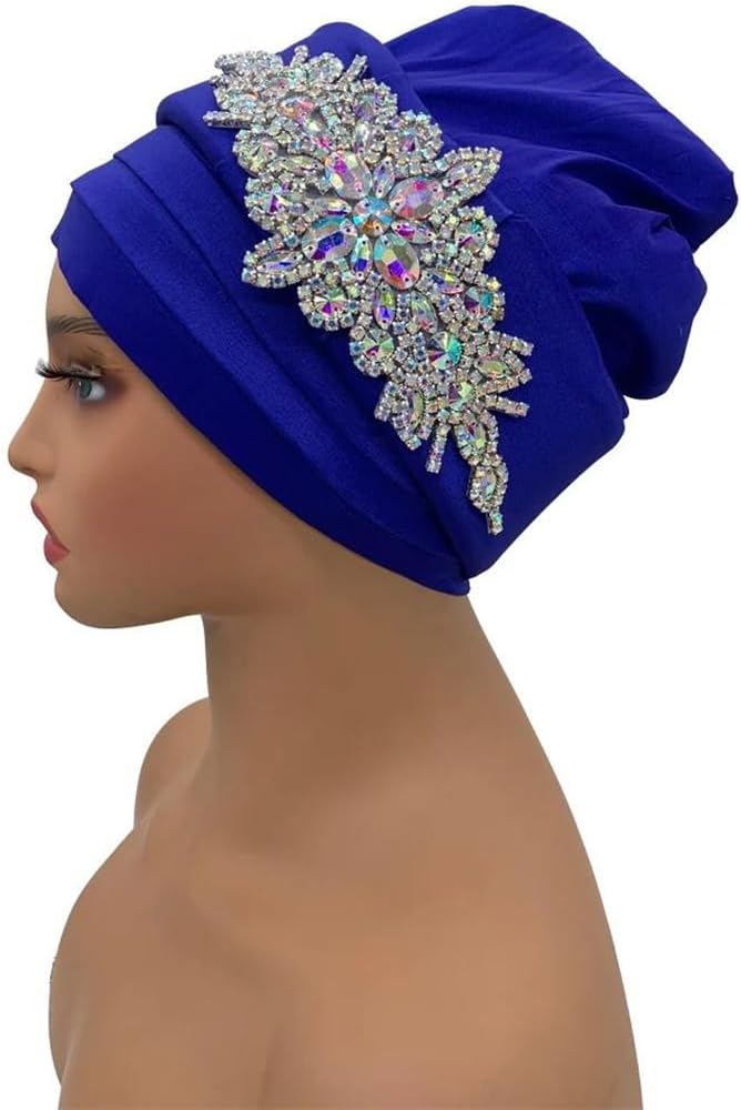 Women Diamonds Turban Cap Fashion Headwrap African Nigeria Wedding Party Auto Hat