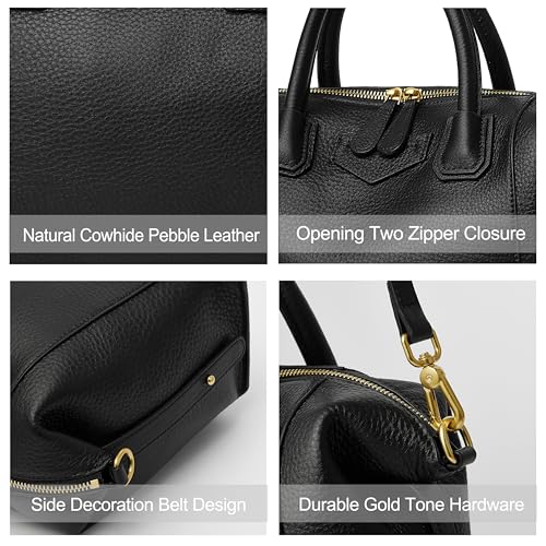 Bolso Satchel de cuero genuino para mujer miniatura 3