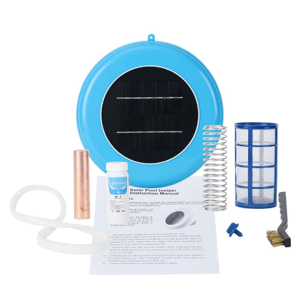 Sctecoau Solar Pool Ionizer Copper Silver Ion Swimming Pool Purifier Algae Resistance Lower Chlorine Outdoor Swim Purifier(Blue)
