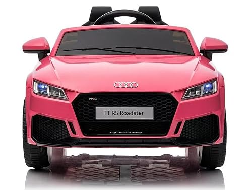 FINOOS Samochód elektryczny dla dzieci A.U.D.I. TTRS, z pilotem 2,4 GHz, akumulator: 12V4,5AH, 2 x silnik 30 Watt (różowy)