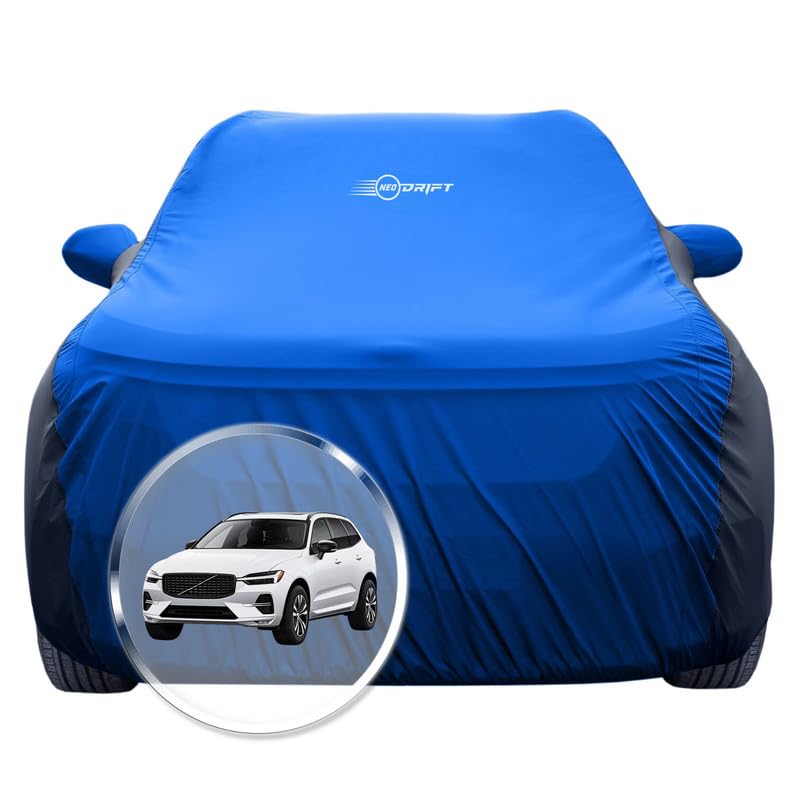 Image of NEODRIFT 'SuperTech' Car Cover for Volvo XC 60 (100% Water-Resistant, All Weather Protection, Tailored Fit, Multi-Layered & Breathable Fabric) (Colour: Sky Blue+Black)