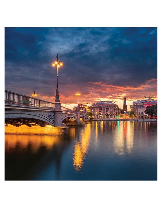 RYN Stockholm Sweden Themed Wall Art Blue/Gold/Green 30X30Cm