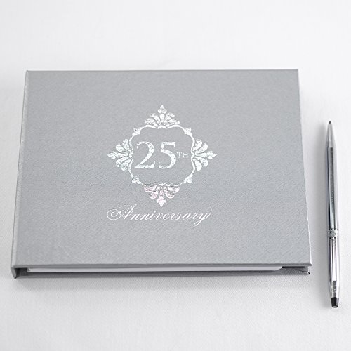 Image of Hortense B. Hewitt Wedding Anniversary Guest Book, 7.5 x 5.75-Inch, Silver 25th Anniversary