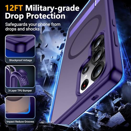 Image of SPIDERCASE Magnetic for Samsung Galaxy S25 Ultra Case, [3 Stand Ways][ Military Grade Drop Protection] with Invisible Kickstand Slim Phone Case for S25 Ultra 6.9'', Purple