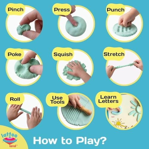 Image of Lattooland Sensory Pastel Clay Dough for Kid | Non-Sticky, Non Toxic Playdough |100% Natural,Taste-Safe & Lab-Certified | Skin-Friendly & Child Safe Organic Clay | Preschool Learning Toy | Age 2+