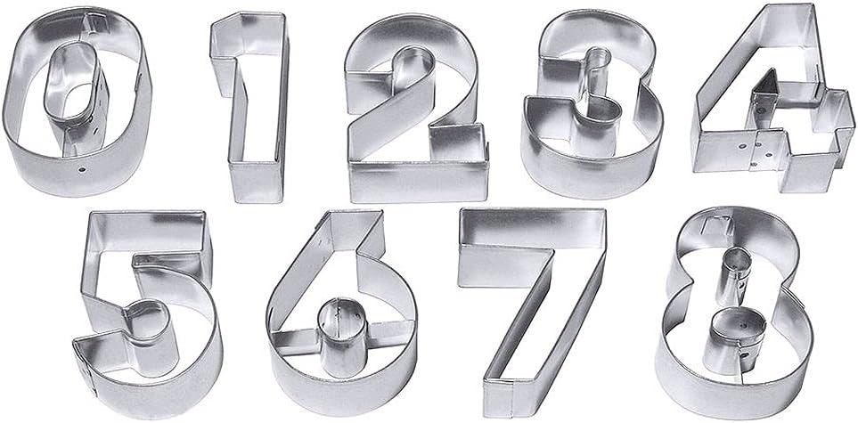 Cutters NUMBERS large, 9cookie cutterfor all digits tinplate
